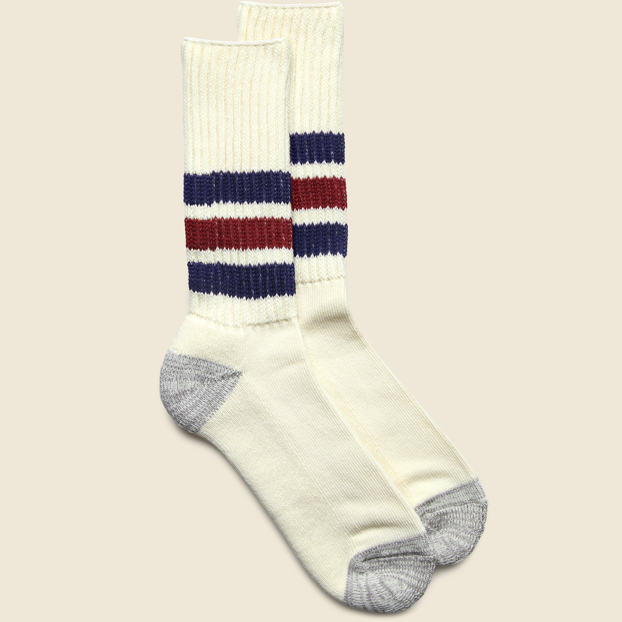 Coarse Ribbed Old School Sock - Navy/Dark Red - RoToTo - STAG Provisions - Accessories - Socks