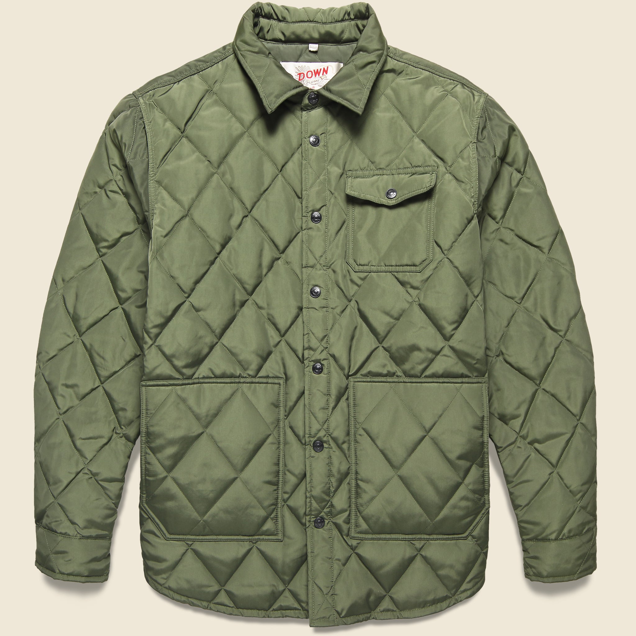 Down-Filled Quilted Shirt Jacket - Olive