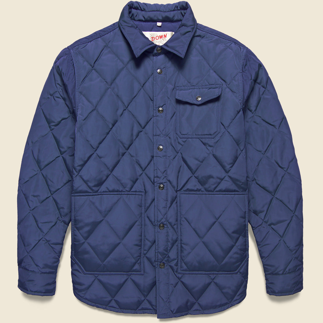 Schott Down-Filled Quilted Shirt Jacket - Navy