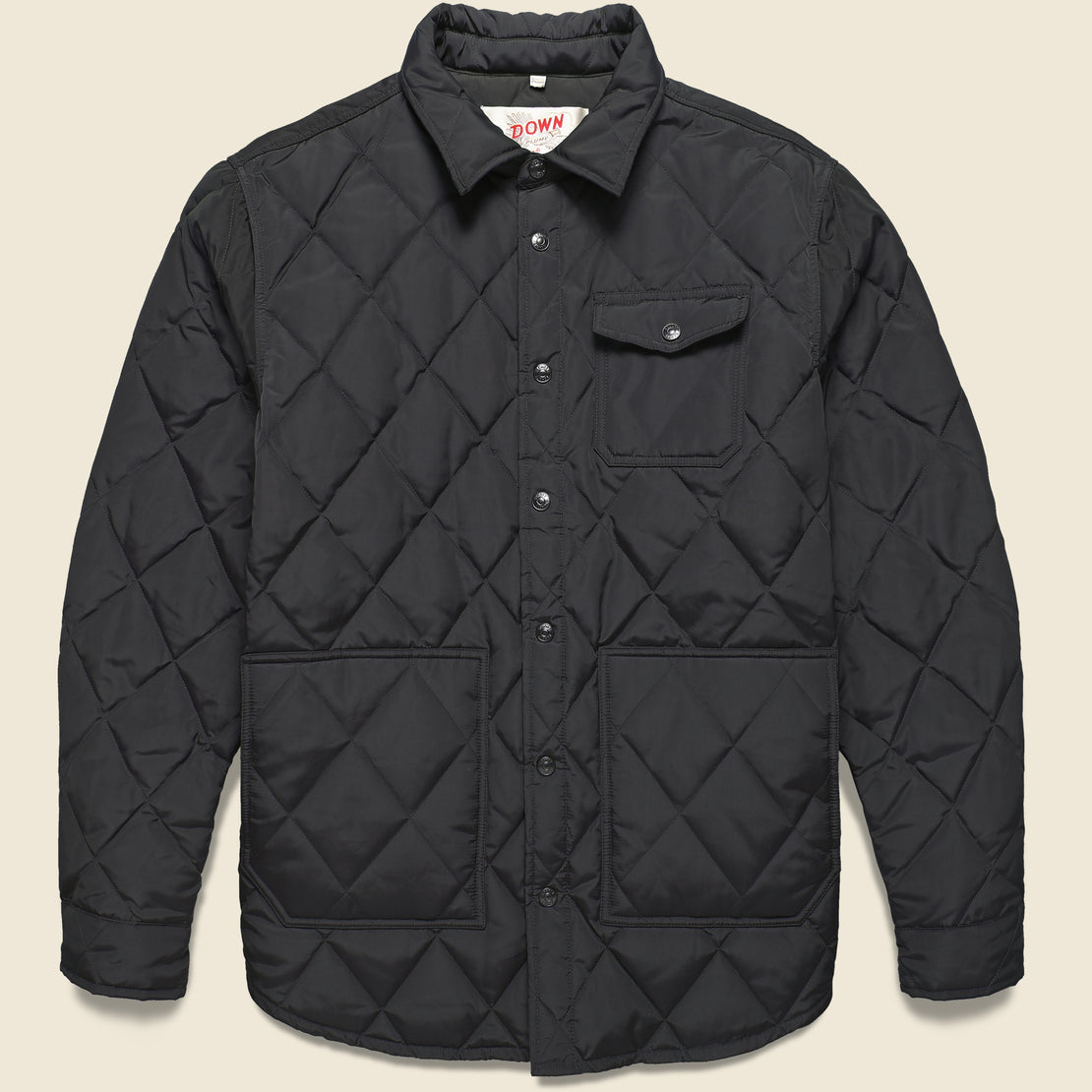 Schott Down-Filled Quilted Shirt Jacket - Black