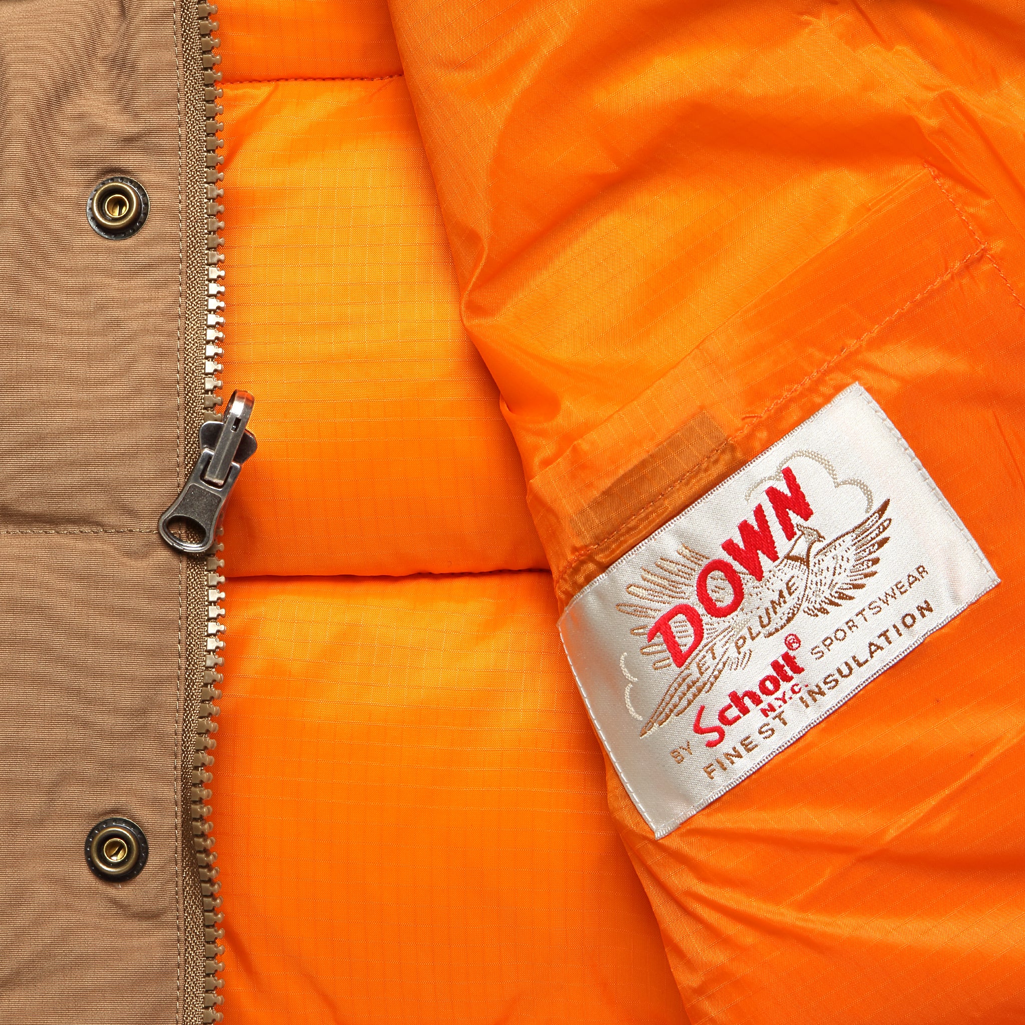 
                          Down-Filled Vest - Khaki/Orange - Schott - STAG Provisions - Outerwear - Vest
                        