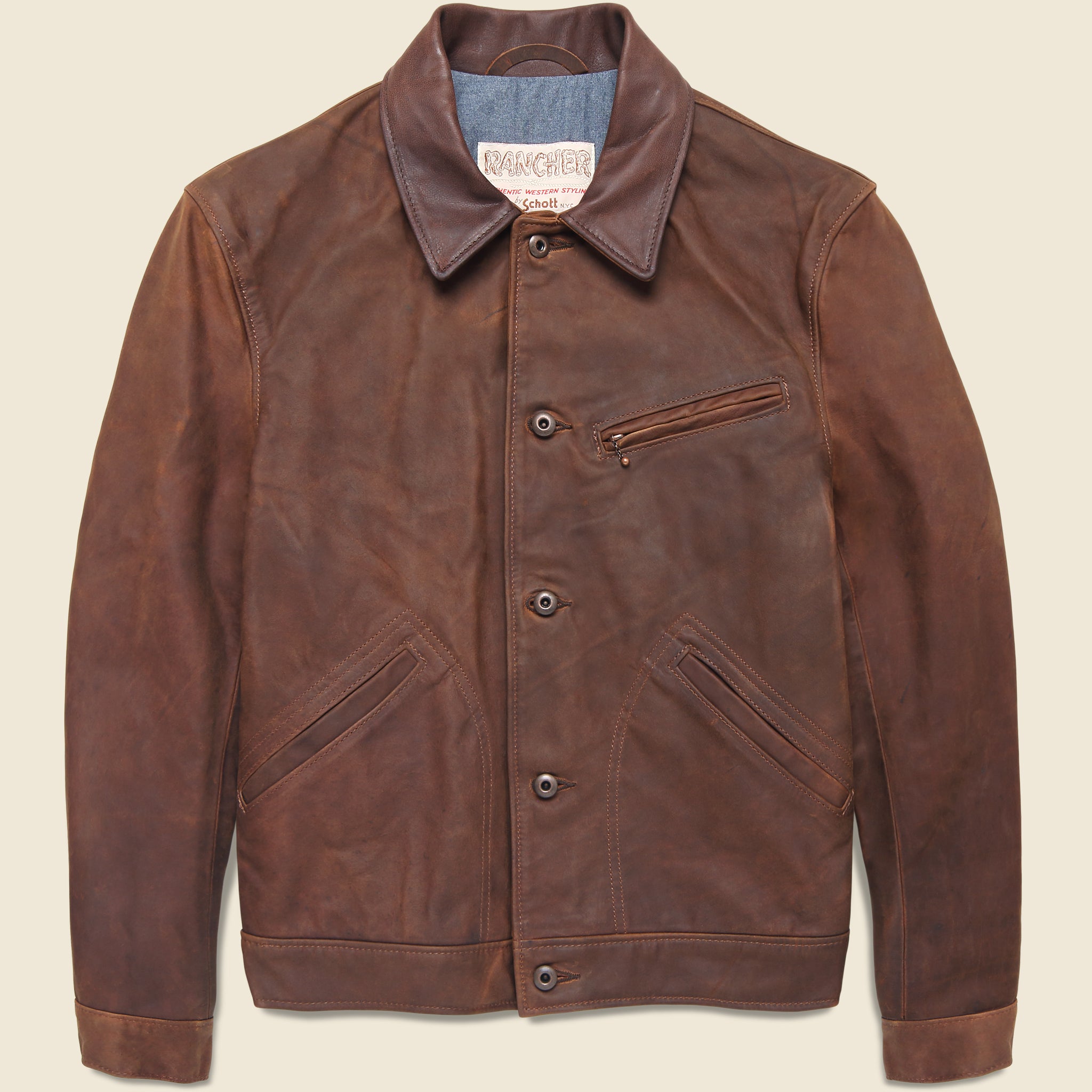 Nubuck Cowhide Mechanic Jacket - Brown
