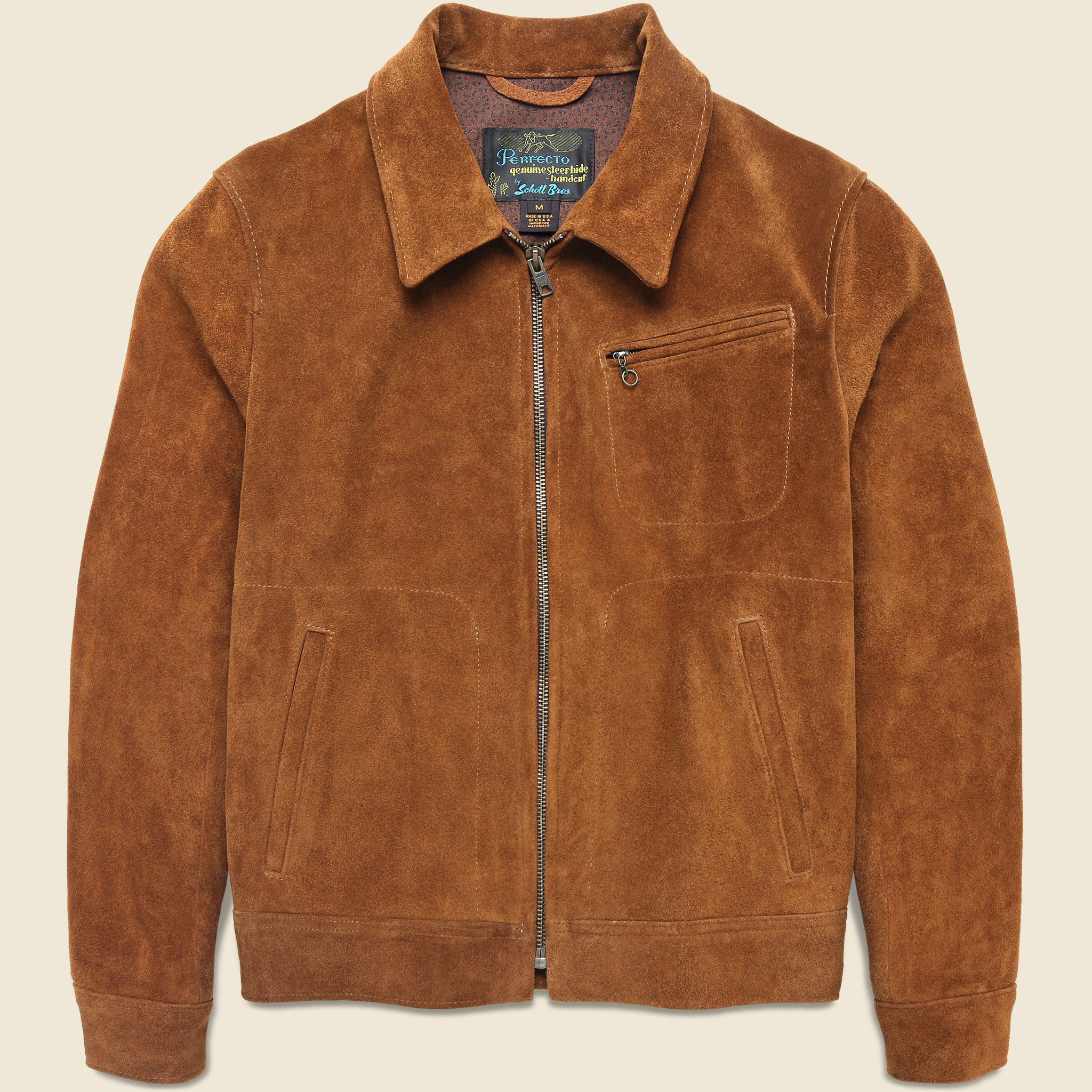 Suede Unlined Trucker Jacket - Saddle