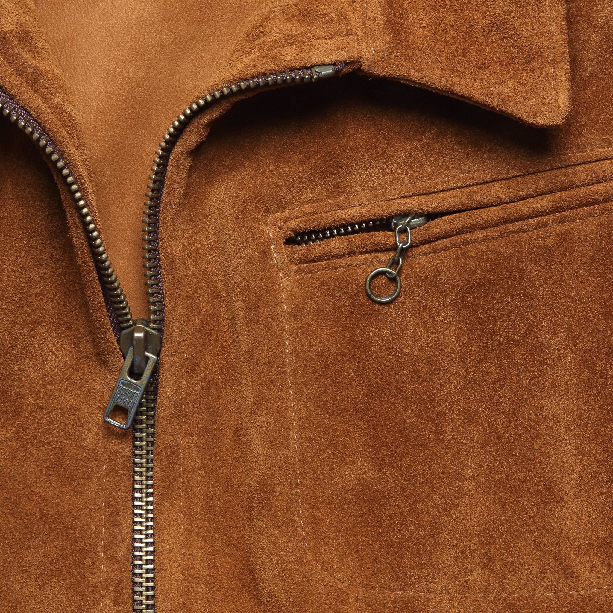 
                          Suede Unlined Trucker Jacket - Saddle
                        