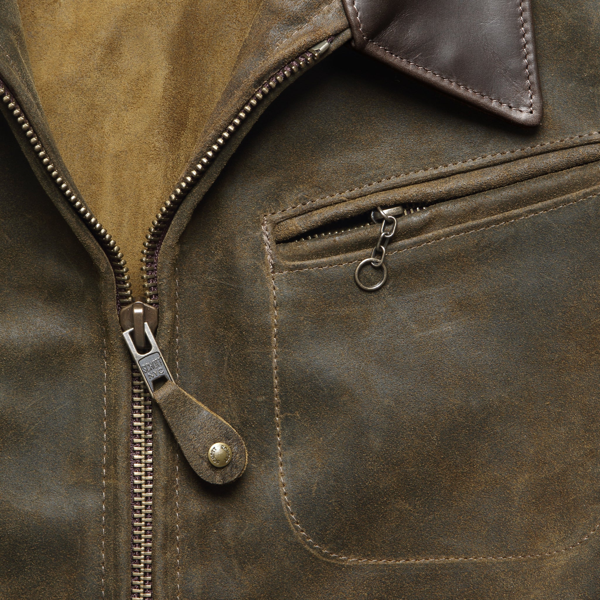 
                          Texas Steerhide Roughout Suede Mechanic Jacket - Olive
                        