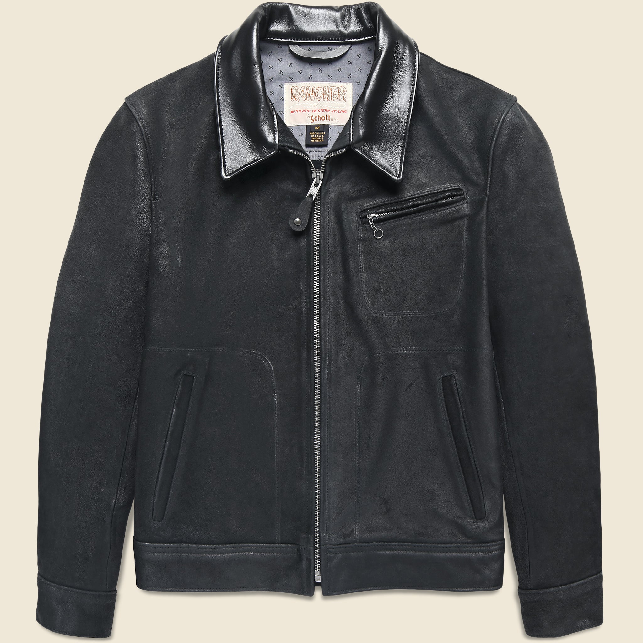 Texas Steerhide Roughout Suede Mechanic Jacket - Black