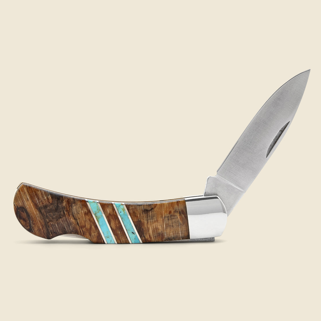Home 3-Inch Lockback Knife - Spalted Beech/Turquoise