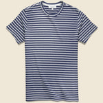 Hemp Stripe Crew Tee - Marine/White - Save Khaki - STAG Provisions - Tops - S/S Tee