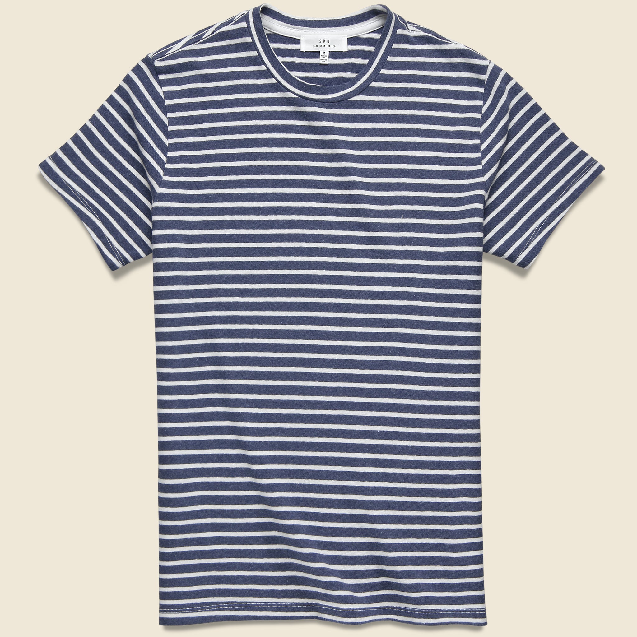 Hemp Stripe Crew Tee - Marine/White - Save Khaki - STAG Provisions - Tops - S/S Tee