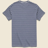 Hemp Stripe Crew Tee - Marine/White - Save Khaki - STAG Provisions - Tops - S/S Tee