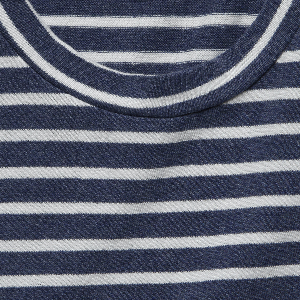 Hemp Stripe Crew Tee - Marine/White