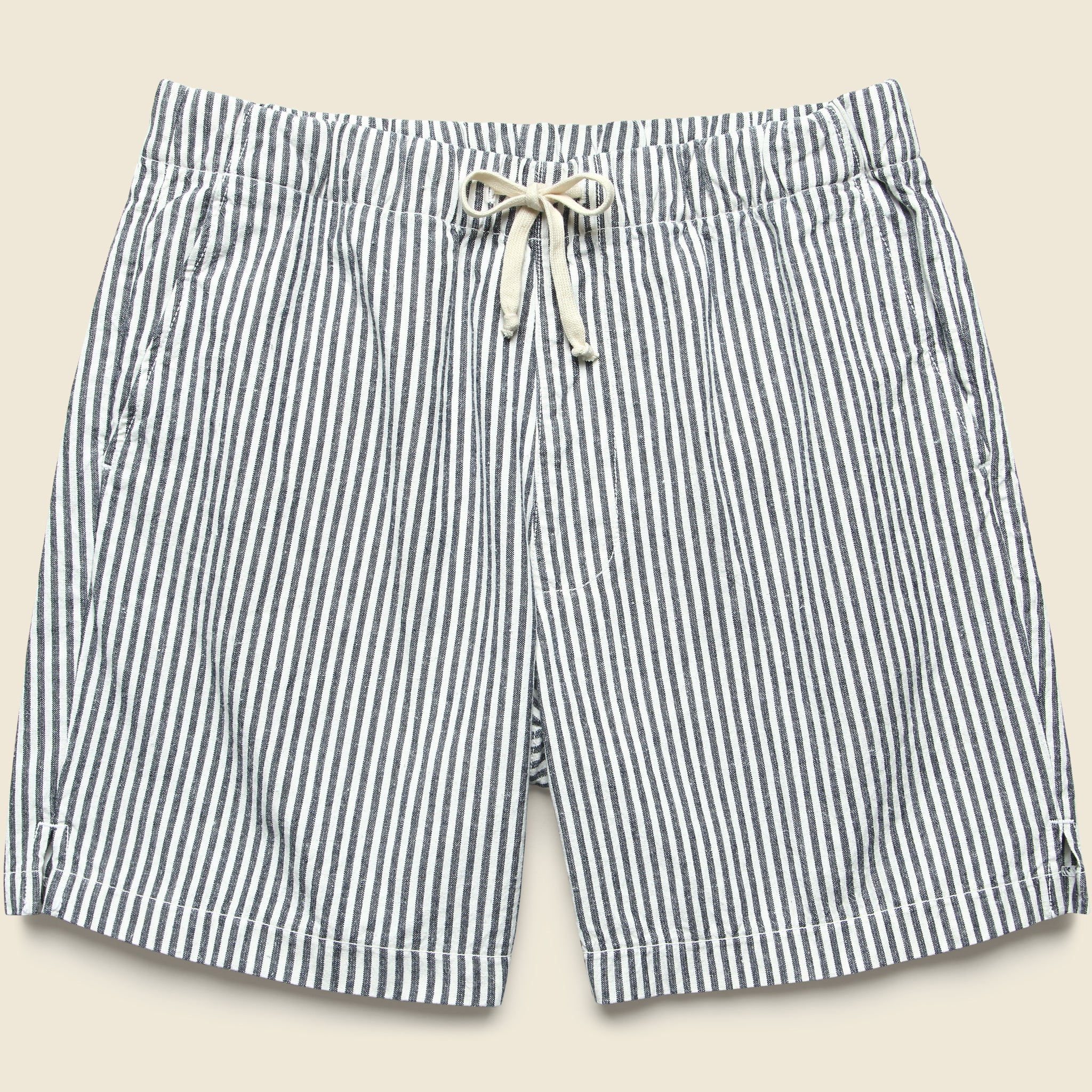 6" Hemp Stripe Easy Short - Natural/Navy