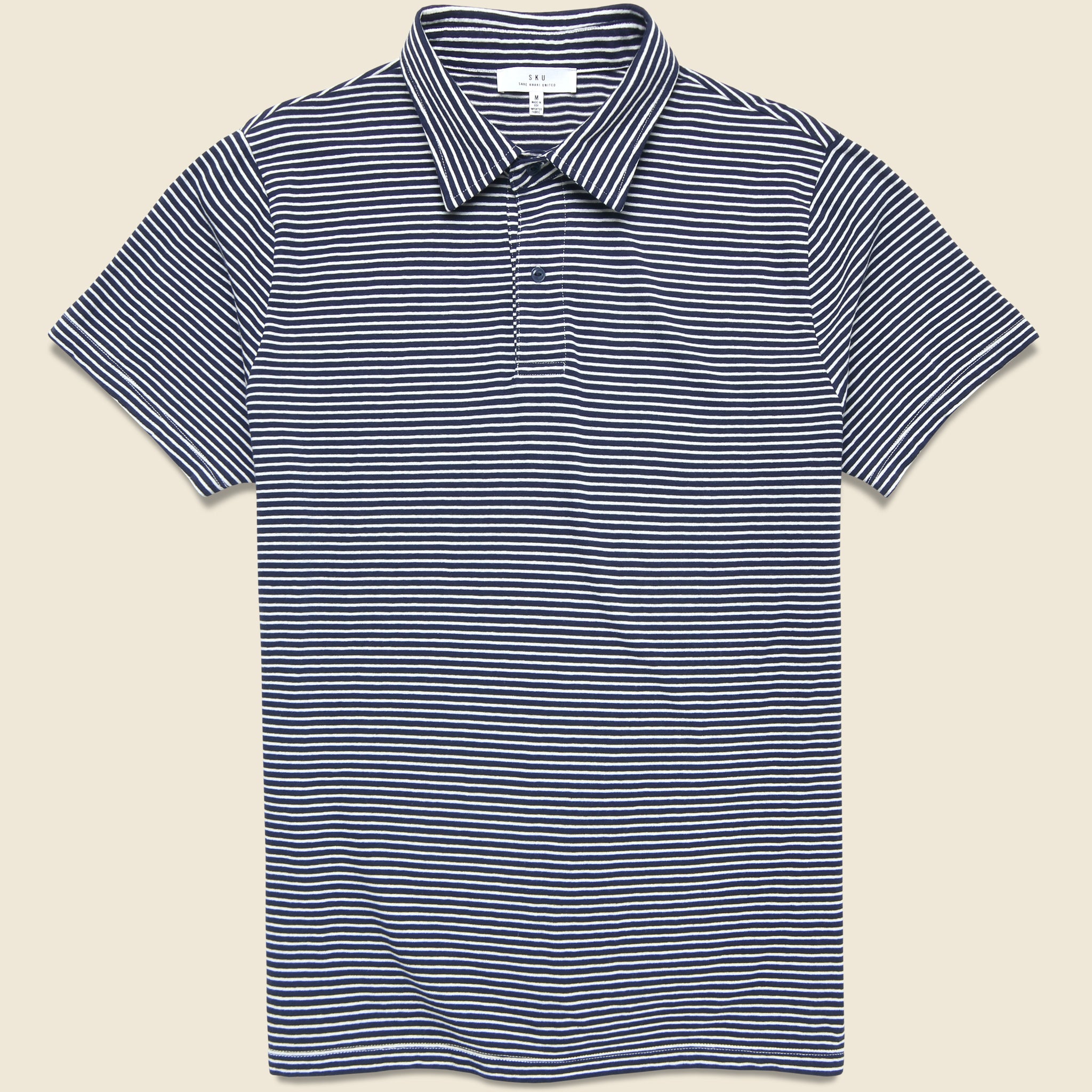Yarn Dye Jersey Polo - White/Navy - Save Khaki - STAG Provisions - Tops - S/S Knit