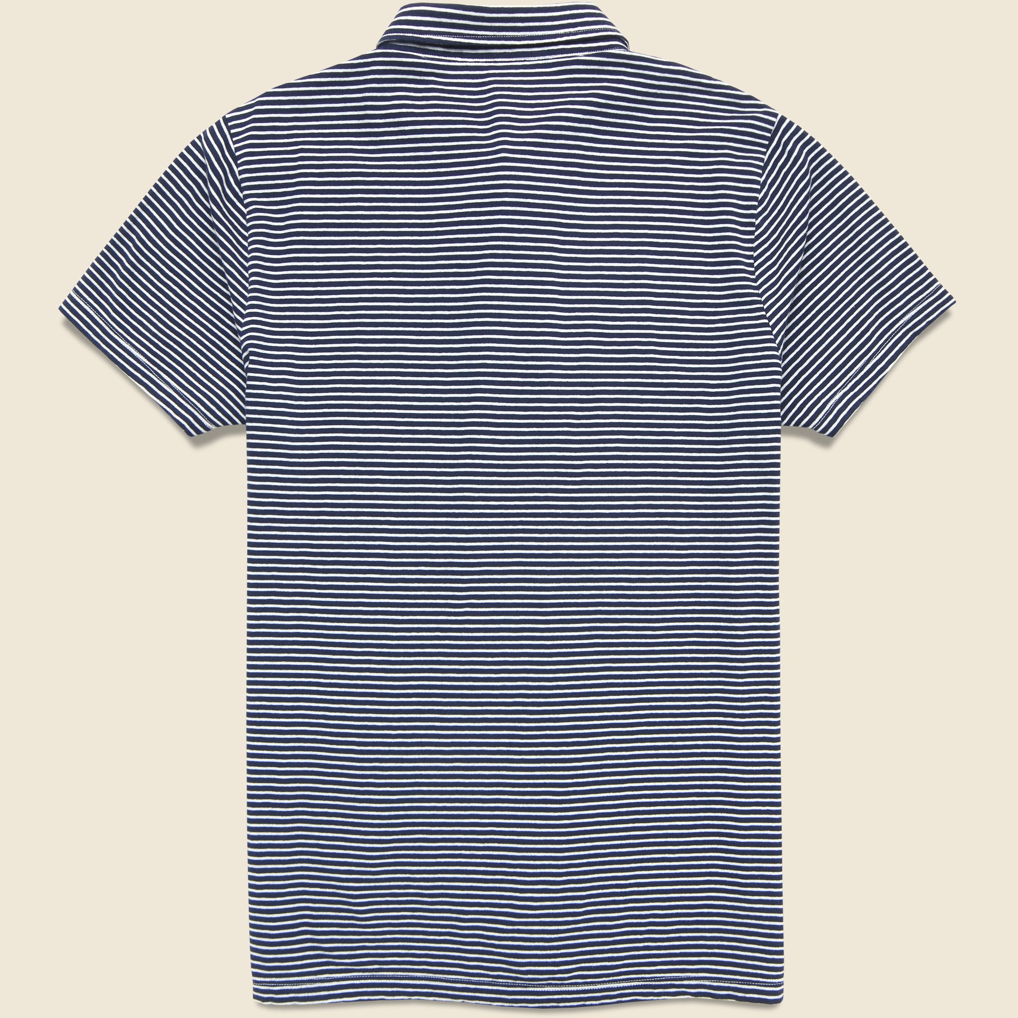 
                          Yarn Dye Jersey Polo - White/Navy - Save Khaki - STAG Provisions - Tops - S/S Knit
                        