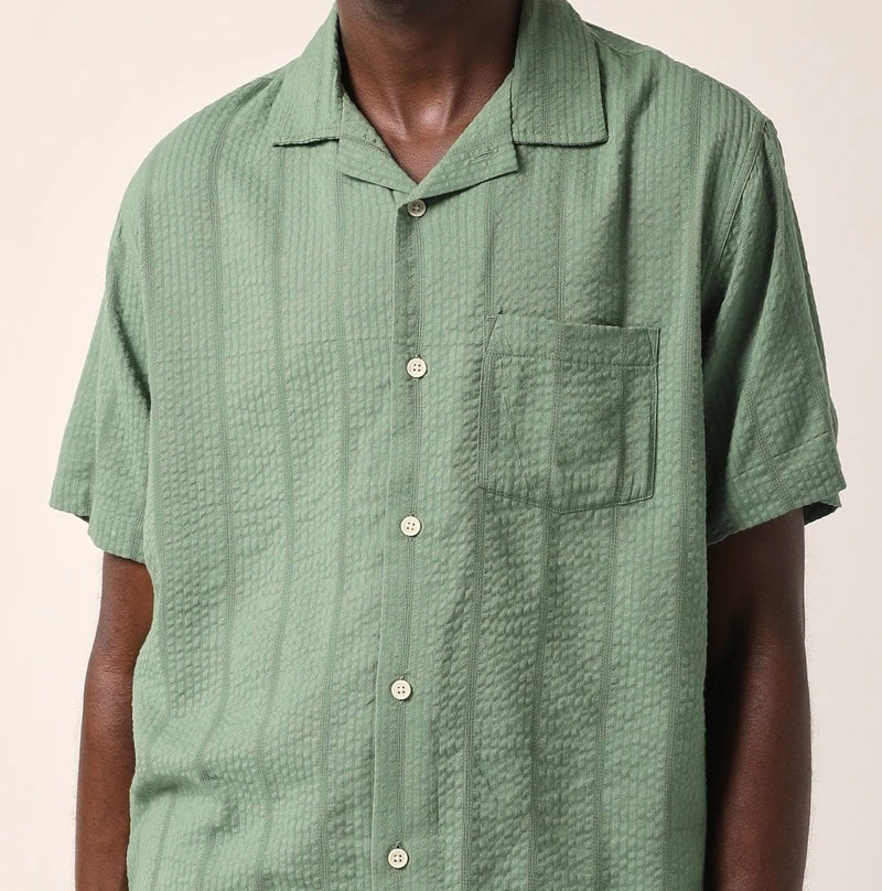 
                          Striped Seersucker Shirt - Green - Corridor - STAG Provisions - Tops - S/S Woven - Seersucker
                        