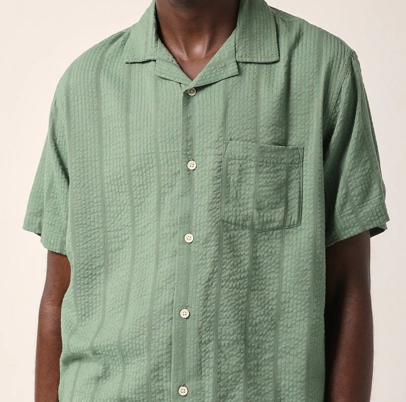 Striped Seersucker Shirt - Green - Corridor - STAG Provisions - Tops - S/S Woven - Seersucker