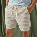 6" Hemp Stripe Easy Short - Natural/Grey - Save Khaki - STAG Provisions - Shorts - Lounge