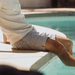 6" Hemp Stripe Easy Short - Natural/Navy - Save Khaki - STAG Provisions - Shorts - Lounge