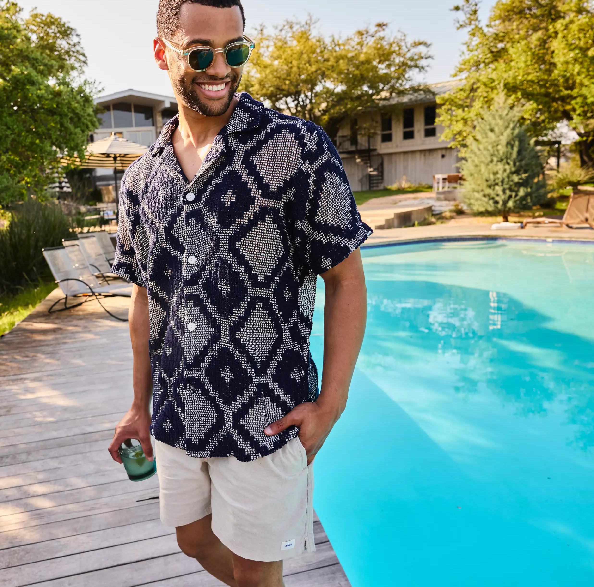 Crochet Terry Shirt - Trastevere - OAS - STAG Provisions - Tops - S/S Knit