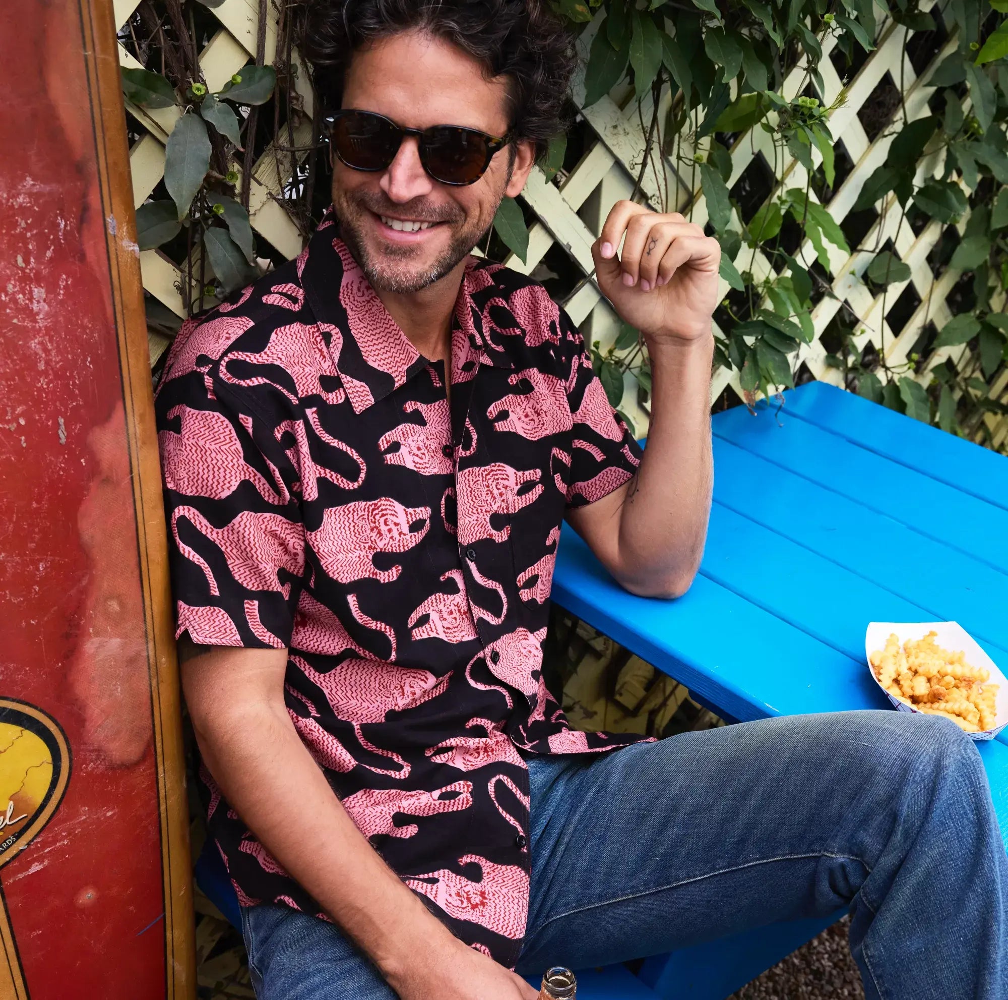 Tiger Block Print Shirt - Black - Kardo - STAG Provisions - Tops - S/S Woven - Other Pattern
