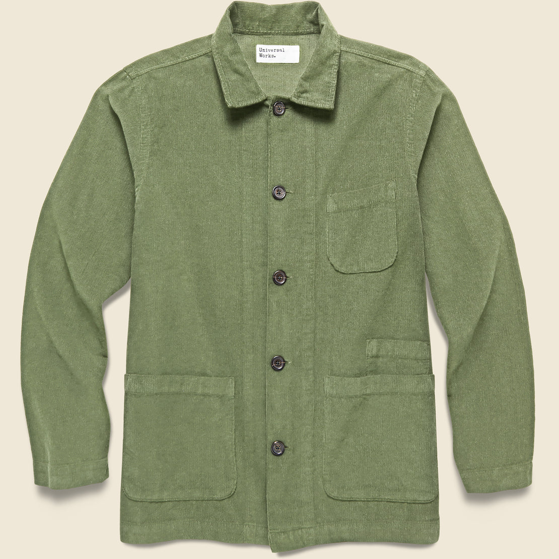 Universal Works Bakers Fine Cord Overshirt - Olive