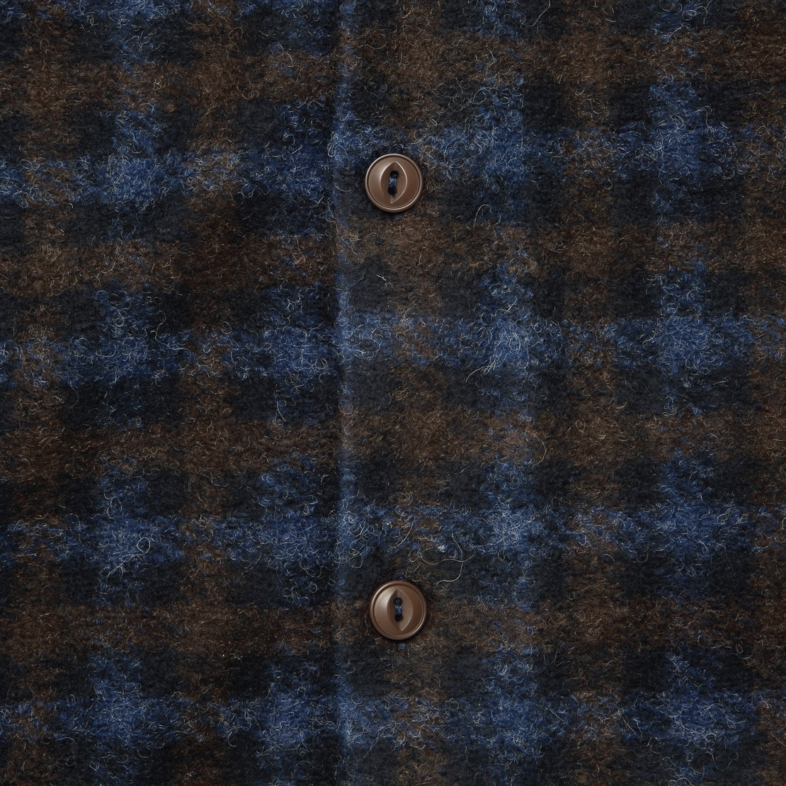 Checkered Fleece Flannel Workshirt - Brown/Sky - Universal Works - STAG Provisions - Tops - L/S Woven - Plaid