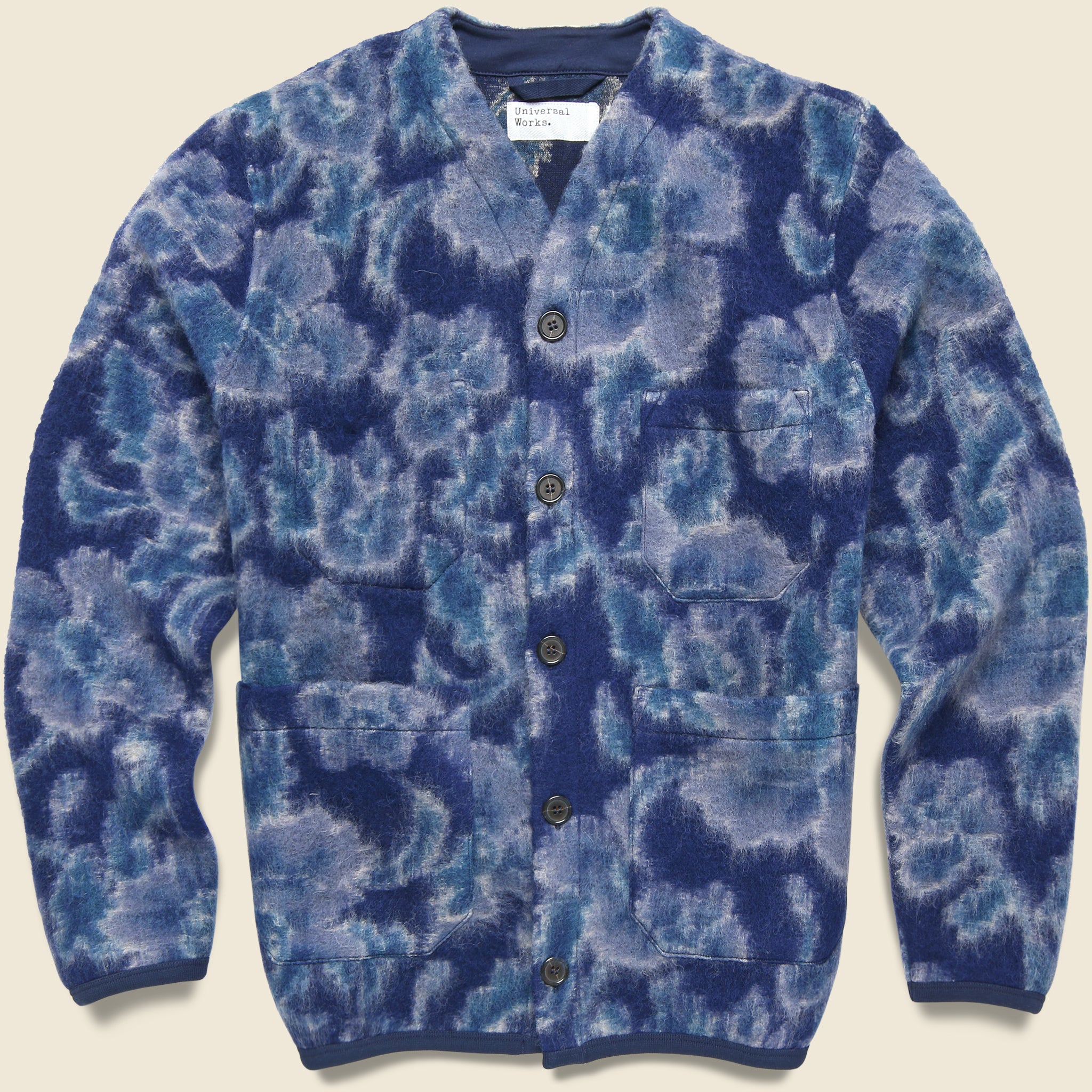 Flower Fleece Cardigan - Navy - Universal Works - STAG Provisions - Tops - Sweater