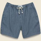 Beach Short - Hickory Stripe Indigo - Universal Works - STAG Provisions - Shorts - Lounge