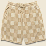 Terry Checkerboard Track Short - Sand - Universal Works - STAG Provisions - Shorts - Lounge