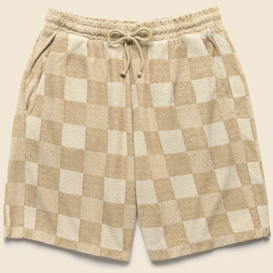 Universal Works Terry Checkerboard Track Short - Sand