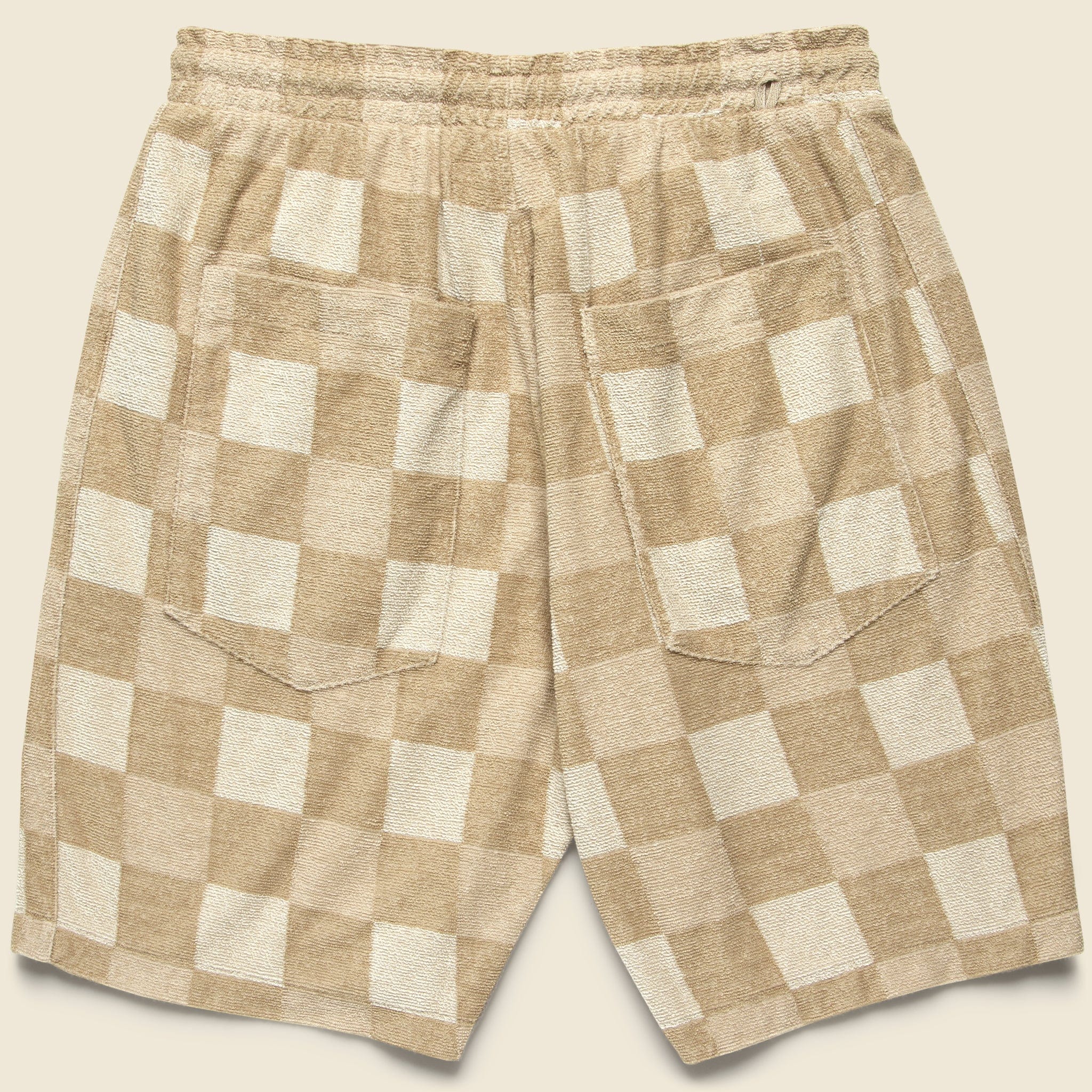 
                          Terry Checkerboard Track Short - Sand - Universal Works - STAG Provisions - Shorts - Lounge
                        