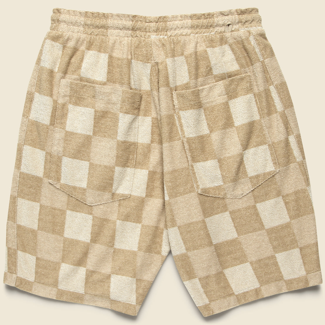 Terry Checkerboard Track Short - Sand - Universal Works - STAG Provisions - Shorts - Lounge