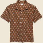 Block Print Paisley Road Shirt - Brown/Blue/White - Universal Works - STAG Provisions - Tops - S/S Woven - Other Pattern