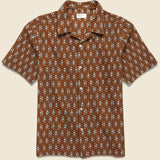 Block Print Paisley Road Shirt - Brown/Blue/White - Universal Works - STAG Provisions - Tops - S/S Woven - Other Pattern