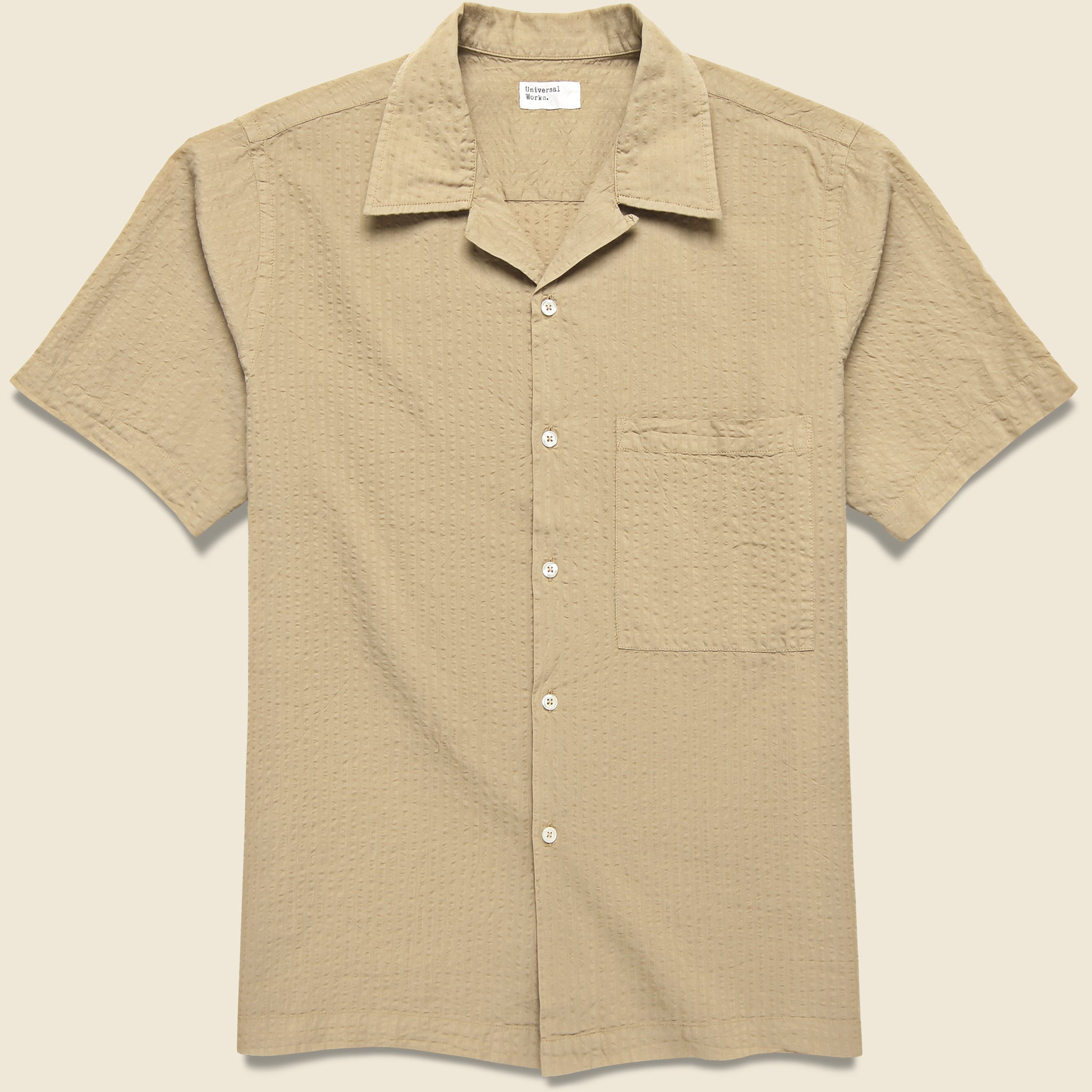 
                          Universal Works Onda Seersucker Camp Shirt - Summer Oak
                        