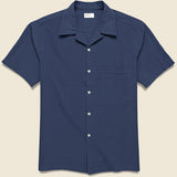 Onda Seersucker Camp Shirt - Navy - Universal Works - STAG Provisions - Tops - S/S Woven - Seersucker