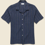 Stripe Linen Road Shirt - Indigo - Universal Works - STAG Provisions - Tops - S/S Woven - Stripe