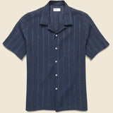 Stripe Linen Road Shirt - Indigo - Universal Works - STAG Provisions - Tops - S/S Woven - Stripe