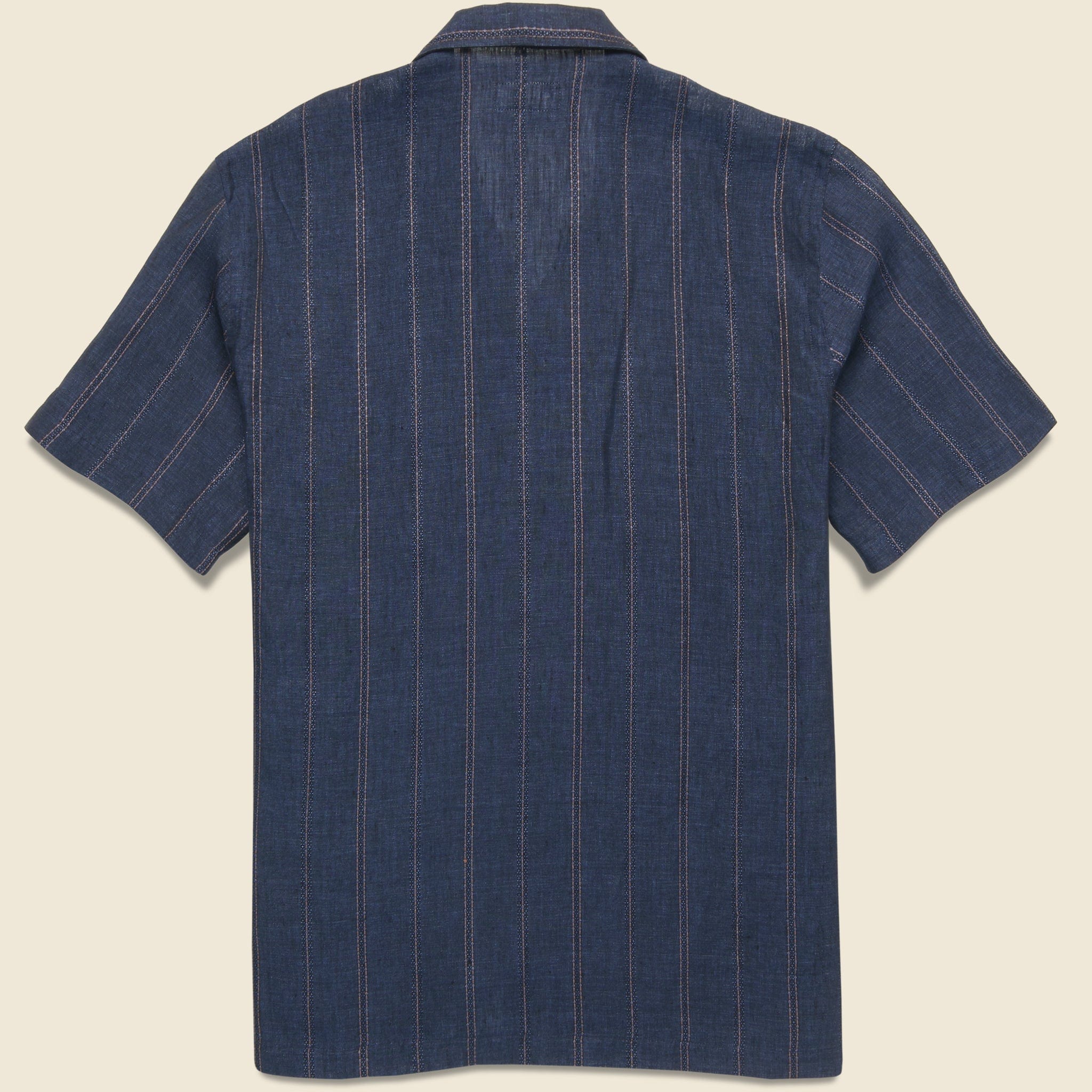 
                          Stripe Linen Road Shirt - Indigo - Universal Works - STAG Provisions - Tops - S/S Woven - Stripe
                        