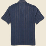 Stripe Linen Road Shirt - Indigo - Universal Works - STAG Provisions - Tops - S/S Woven - Stripe