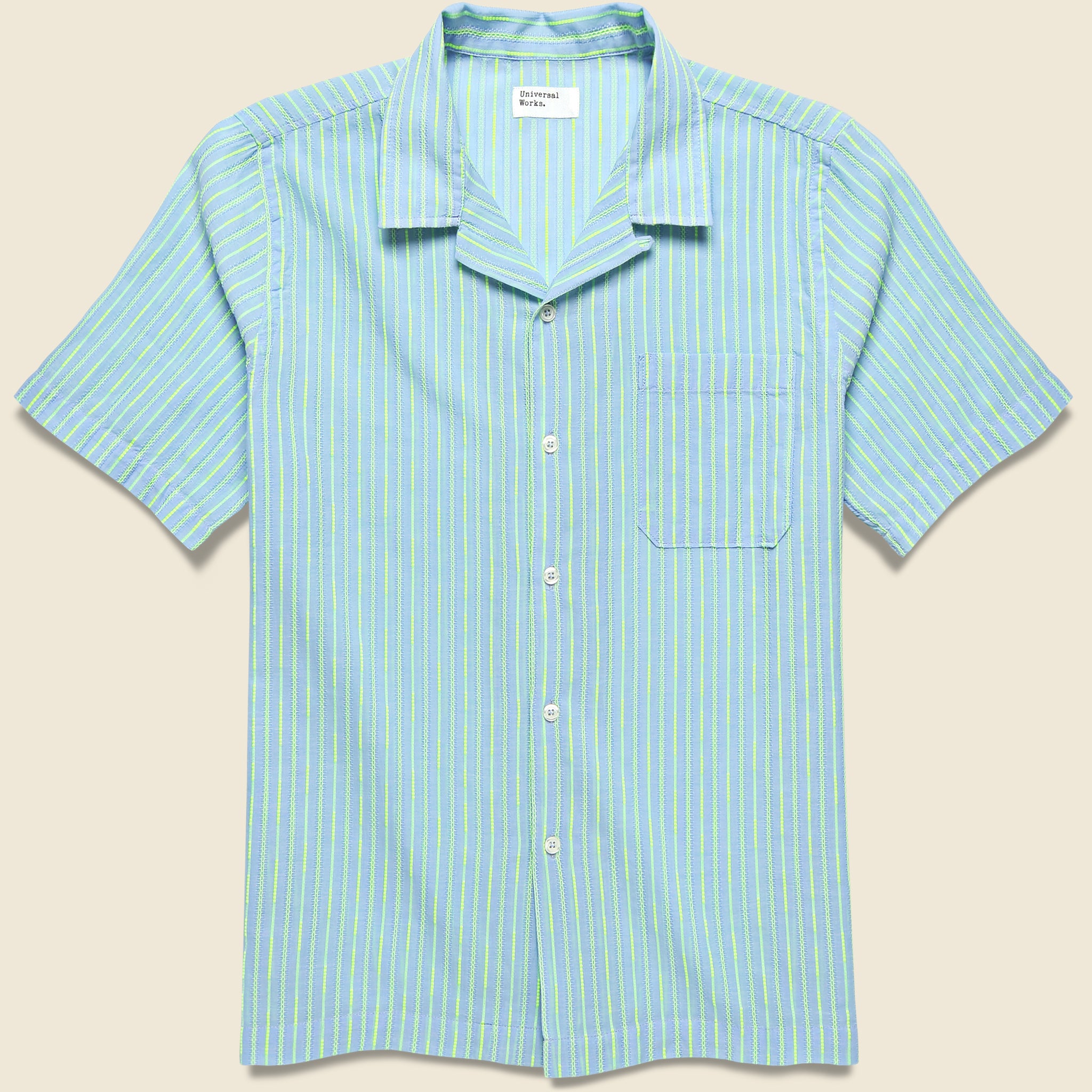 Fluo Road Shirt - Sky - Universal Works - STAG Provisions - Tops - S/S Woven - Stripe