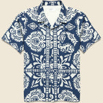 Island Print Road Shirt - Navy - Universal Works - STAG Provisions - Tops - S/S Woven - Floral