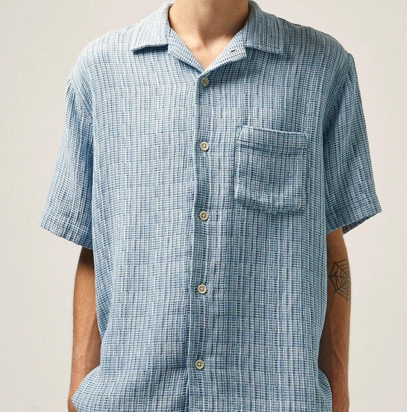 
                          Rainbow Weave Camp Shirt - Indigo - Corridor - STAG Provisions - Tops - S/S Woven - Other Pattern
                        