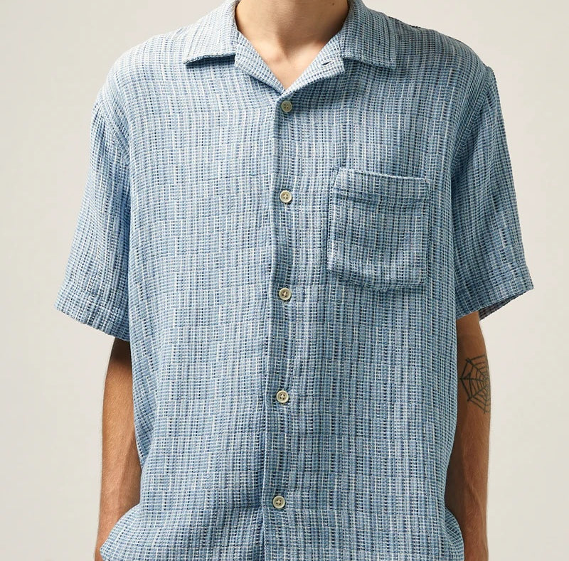 Rainbow Weave Camp Shirt - Indigo - Corridor - STAG Provisions - Tops - S/S Woven - Other Pattern