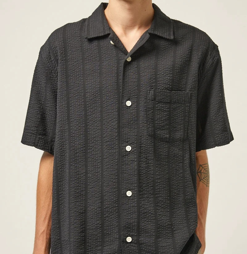 
                          Striped Seersucker Shirt - Black - Corridor - STAG Provisions - Tops - S/S Woven - Seersucker
                        