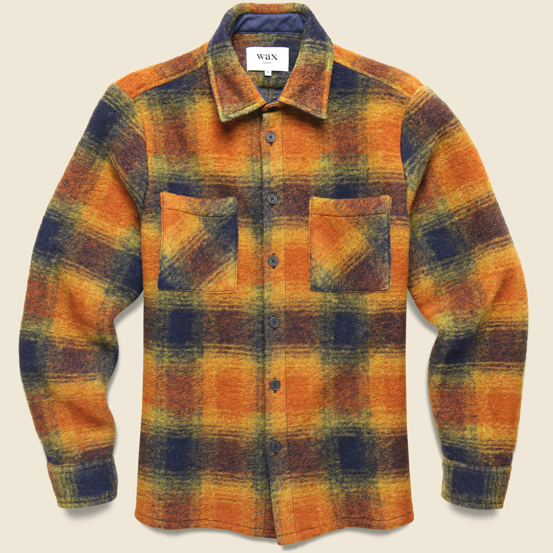 Wax London Whiting Overshirt - Pine Orange Wool