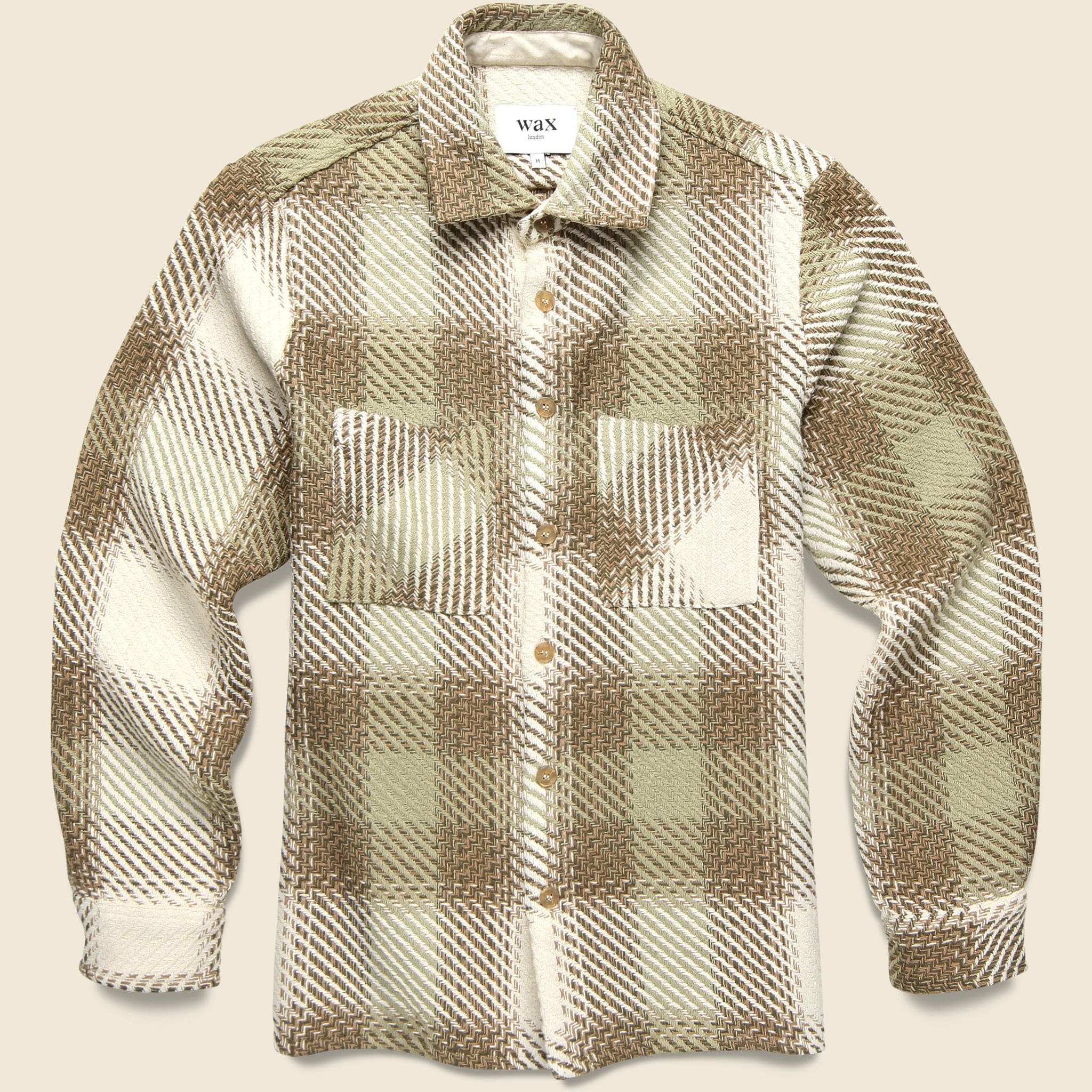 Whiting Overshirt - Sage/Ecru Ombre Check - Wax London - STAG Provisions - Tops - L/S Woven - Plaid