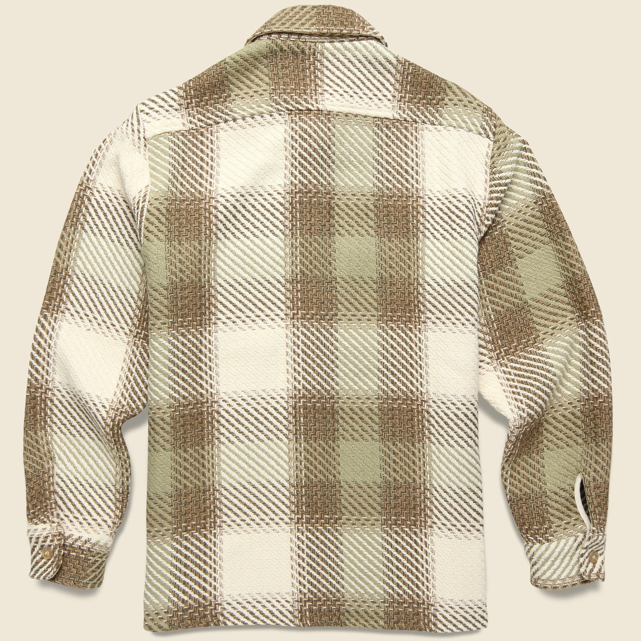 
                          Whiting Overshirt - Sage/Ecru Ombre Check - Wax London - STAG Provisions - Tops - L/S Woven - Plaid
                        