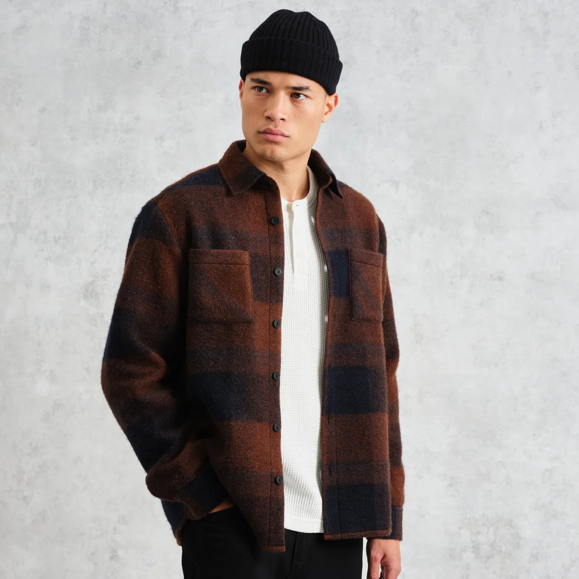 
                          Whiting Overshirt - Mohair Check Brown/Blue
                        