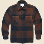 Whiting Overshirt - Mohair Check Brown/Blue - Wax London - STAG Provisions - Tops - L/S Woven - Overshirt